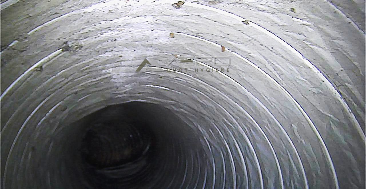 Looking down the length of a flexible duct run
